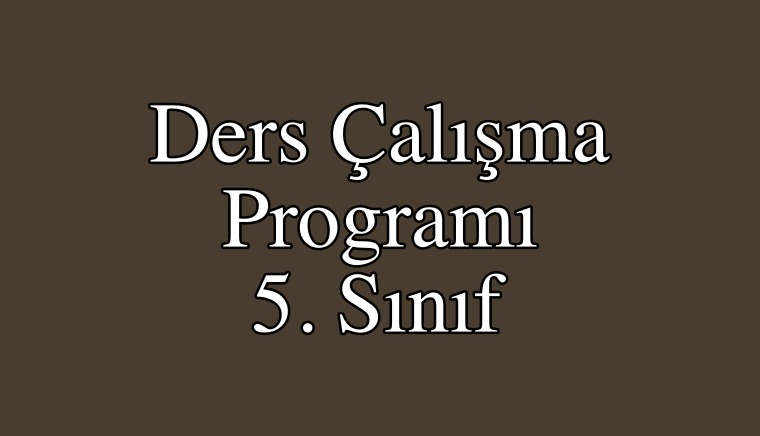 Ders Çalışma Programı 5. Sınıf